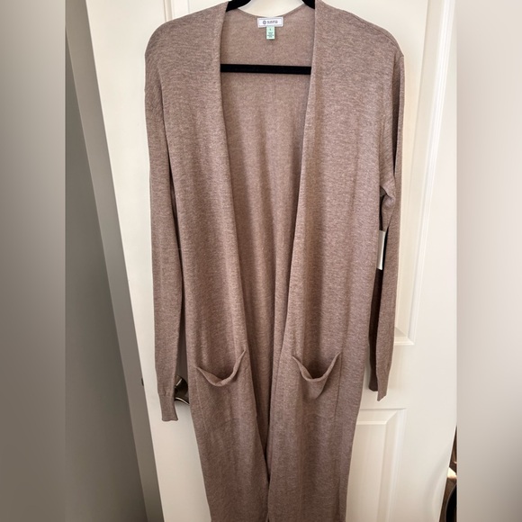 Susina Sweaters - Susina Light Brown Open Front Cardigan